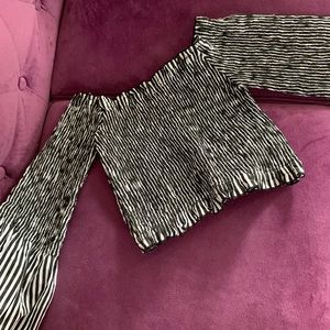 Striped black and white crop top